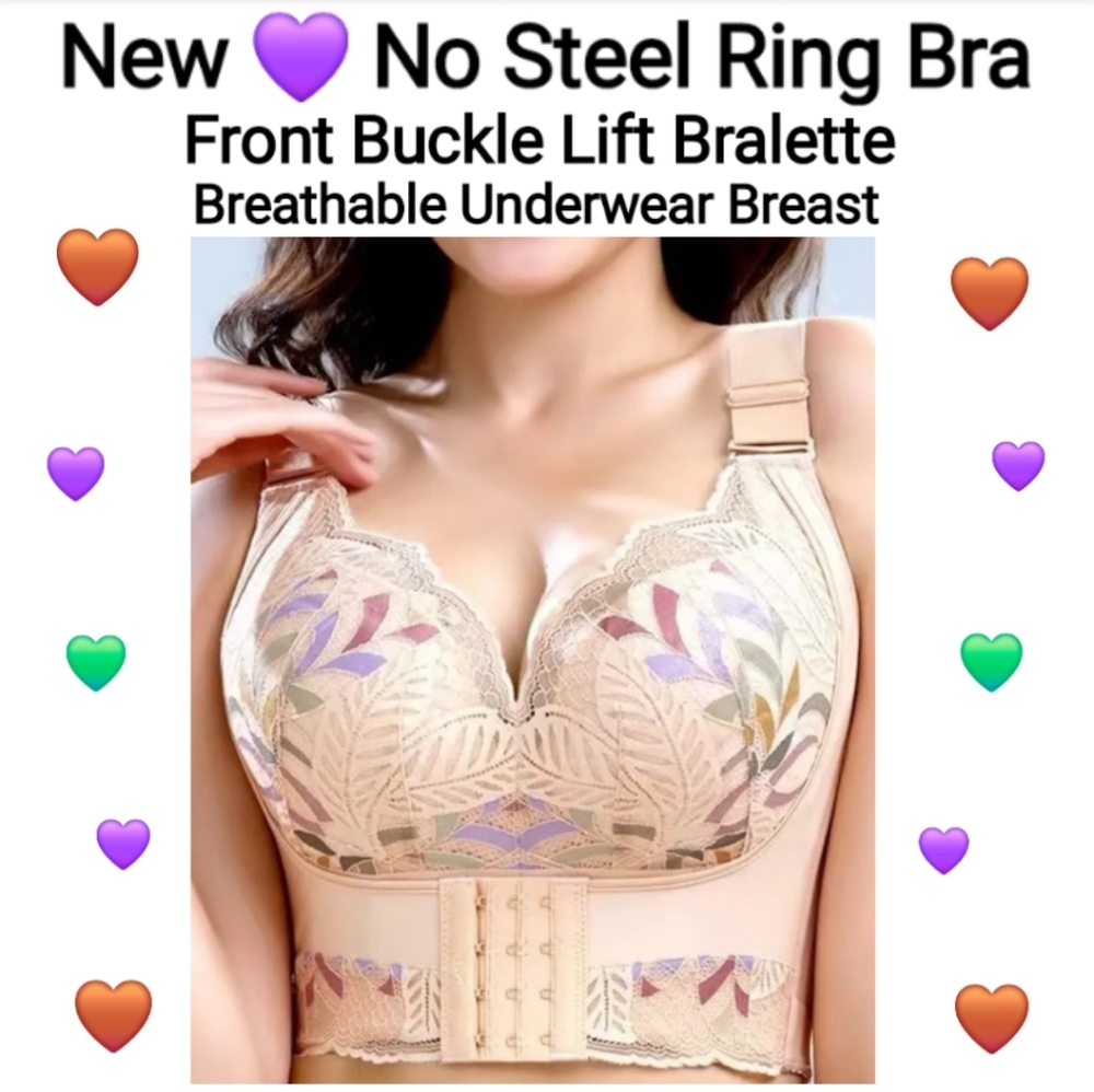 Steel Ring-Free Front Buckle Lift Bralette, Breathable Underwear, 40/90